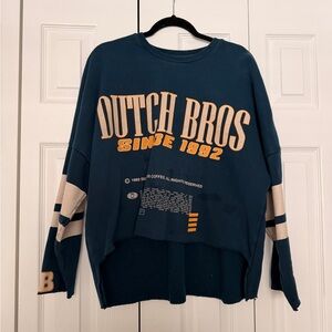 Dutch Bros Blue and Beige Crew Neck Sweater